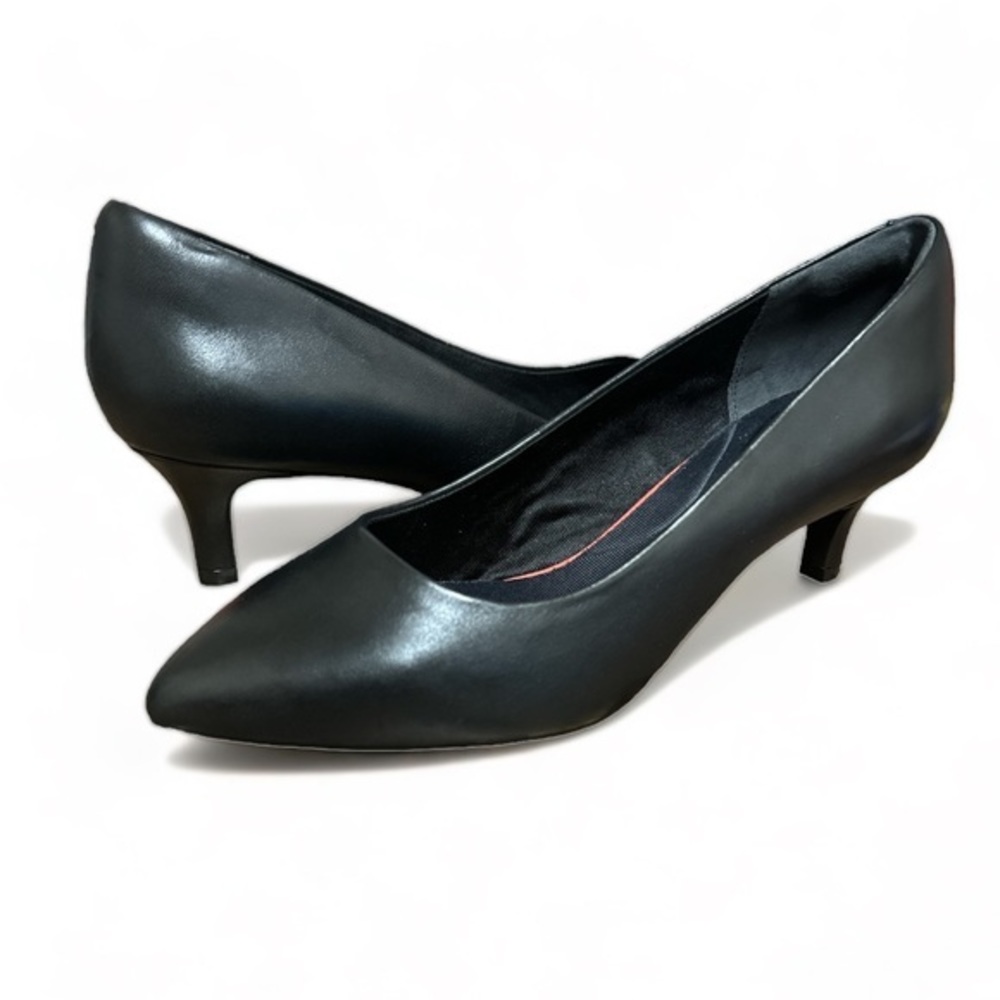NEW* Rockport Women's Kalila‎ Pumps Size 8.5 Black Leather Heels Shoes NWOB